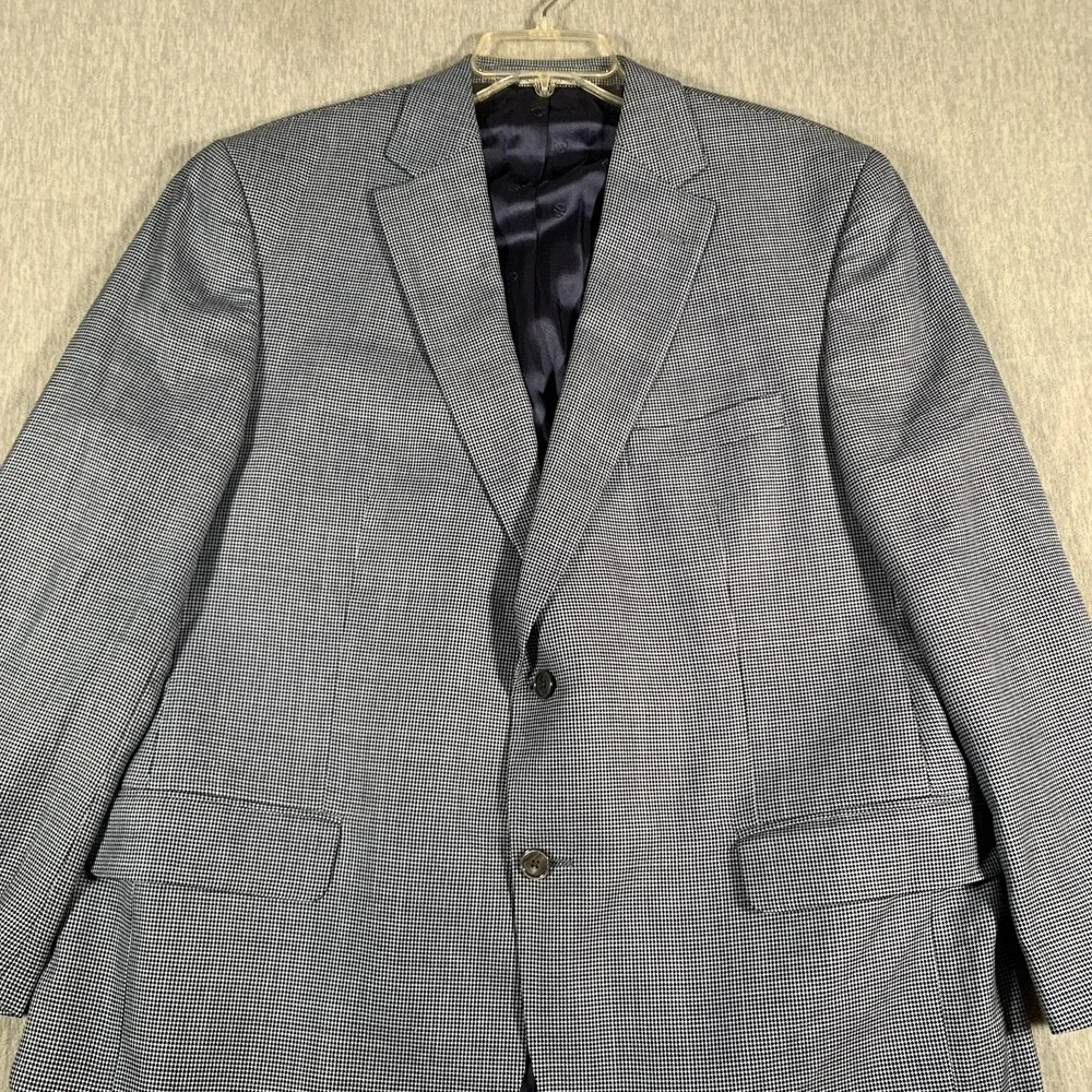 David Donahue Blazer Mens 48R Blue Check Wool Silk Linen Sport Coat Connor‎ SPJ